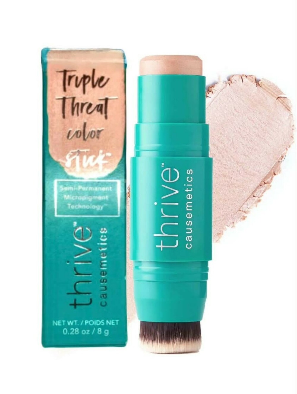 Thrive Causemetics Triple Threat Highlighter Stick in JOY (Gold) + Brush BNIB